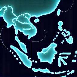 A digital map showing flight paths over Southeast Asia.